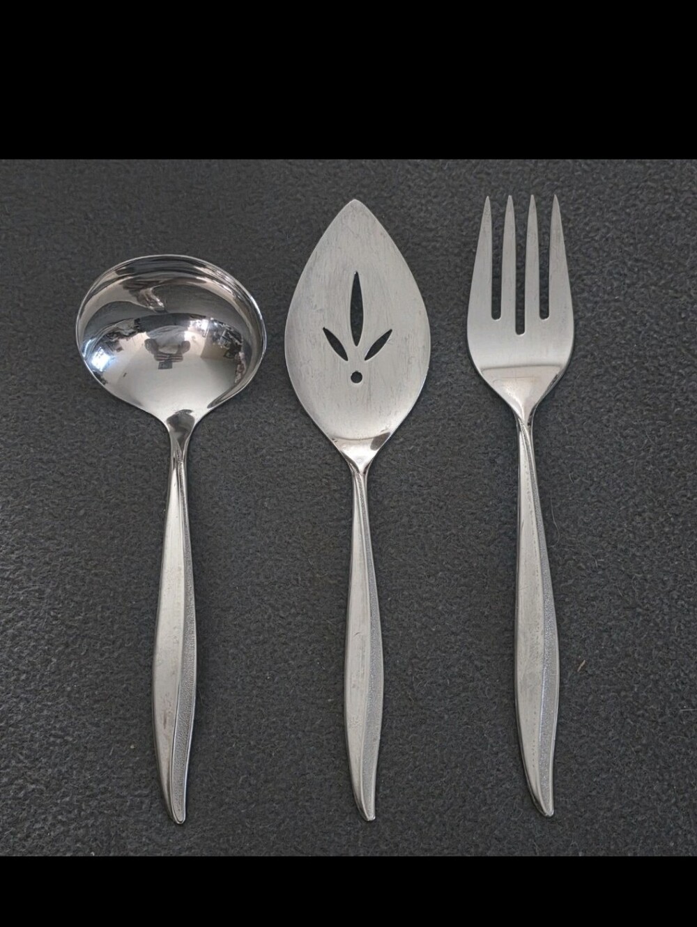 Oneidacraft Deluxe TEXTURA Serving Utensils Fork Ladel Cake Server Lot of 3 MCM
